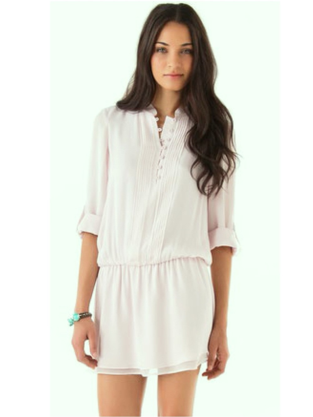 ALICE + OLIVIA PINTUCK PLEAT SILK TUNIC SHIRTDRESS ❤️❤️